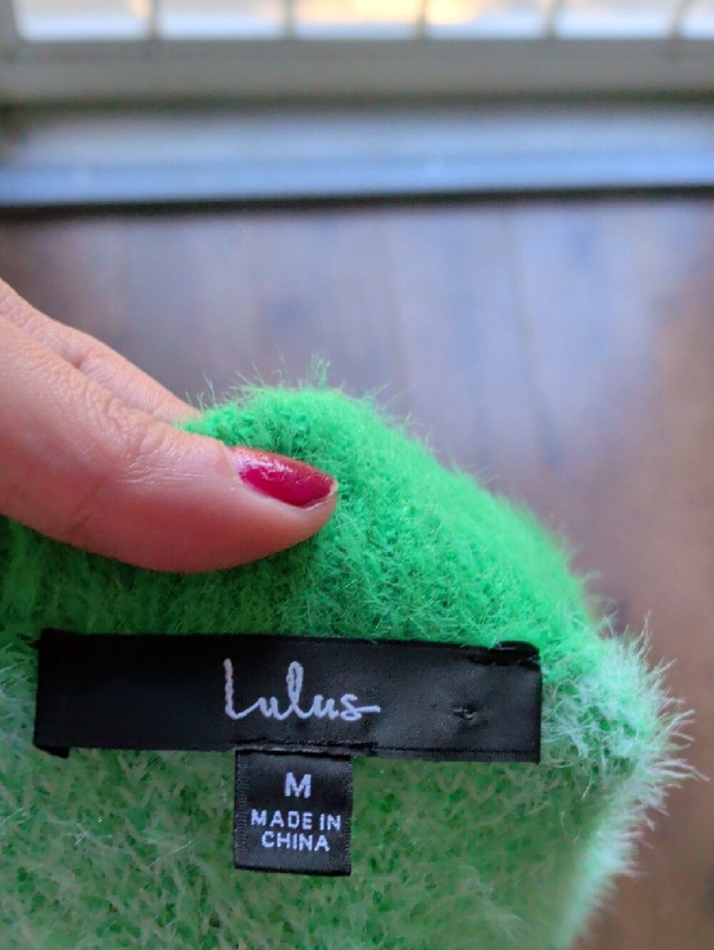 Lulu's Green and Light Blue Fuzzy Knit Cardigan - Picture 3 of 4